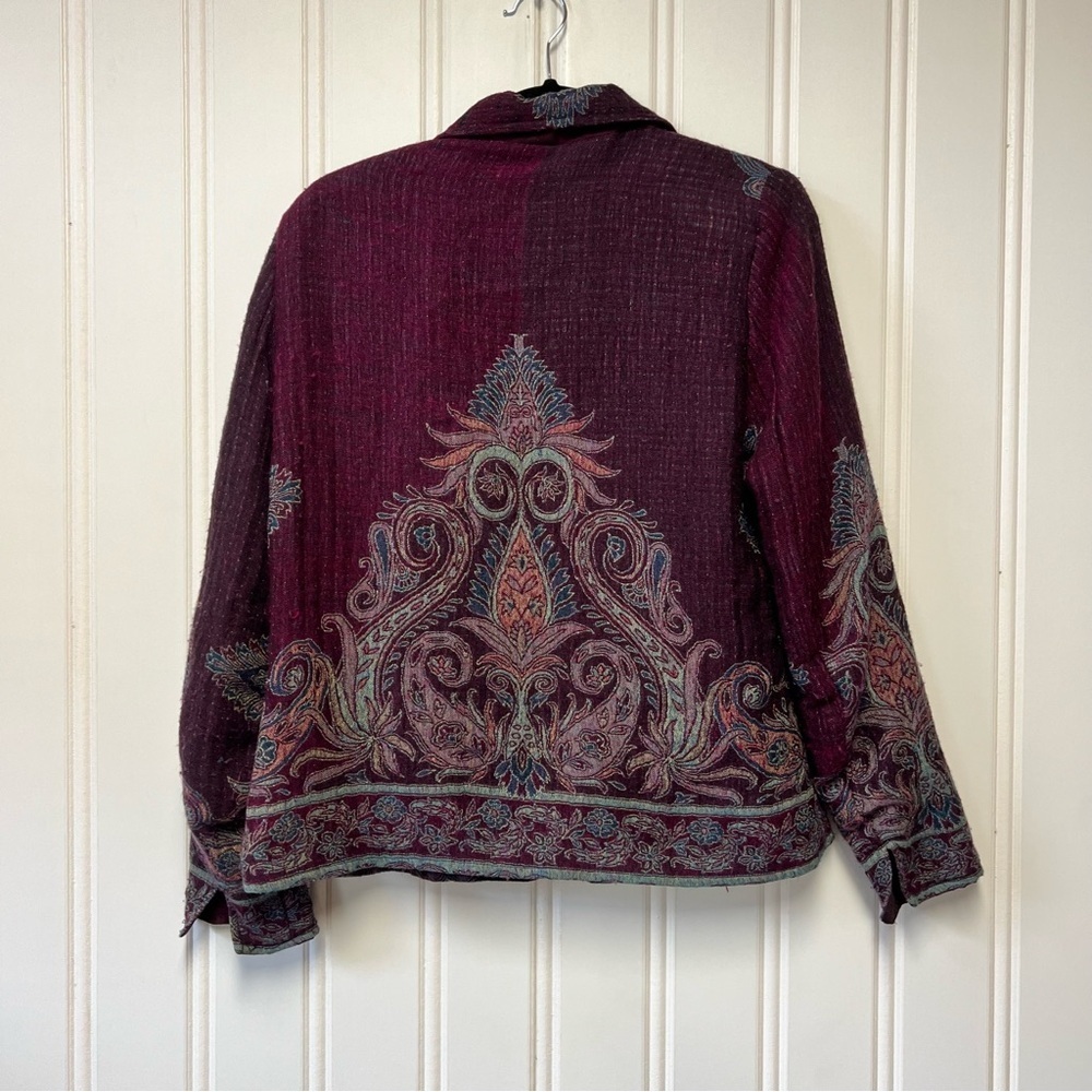 Coldwater Creek Tapestry Jacket Size 10 Paisley Boho Cropped Blazer Wool Blend - Picture 8 of 8